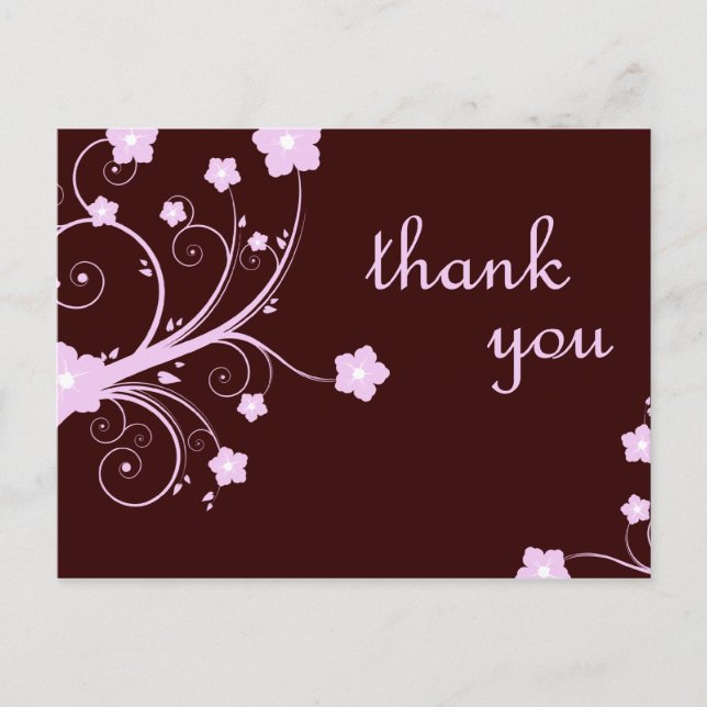 Carte Postale merci : fleurs roses : (Devant)