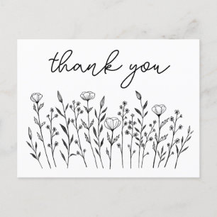 Carte Postale MERCI Fleurs Sauvages Personnalisation Simple