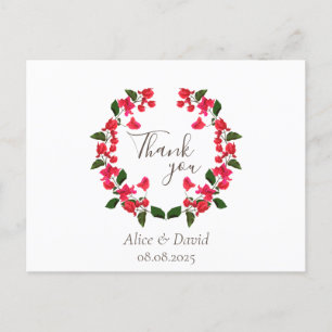 Carte postale Merci floral aux Bougainvilliers rou