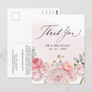 Carte Postale Merci floral brillant simple Script