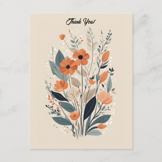 Carte Postale Merci floral de Boho Abstrait (Devant)