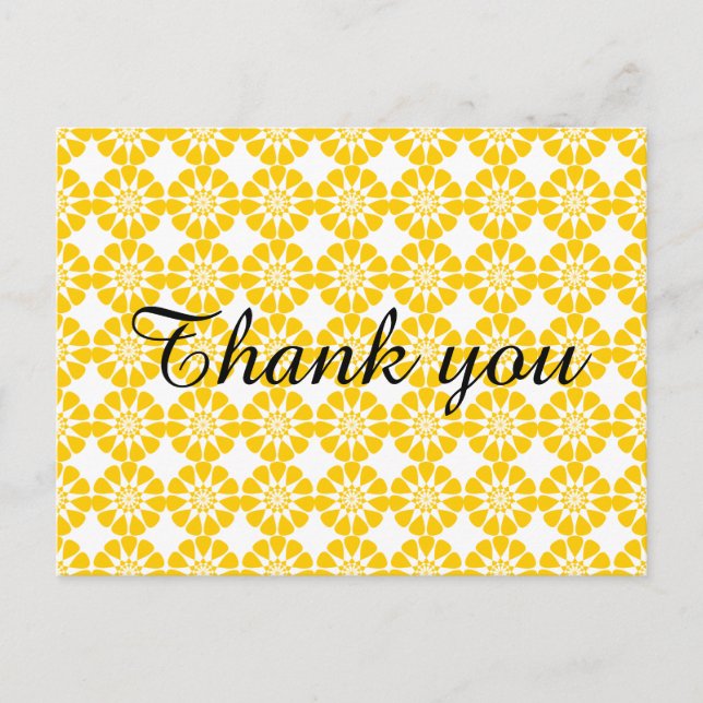 Carte postale Merci Floral Jaune (Devant)