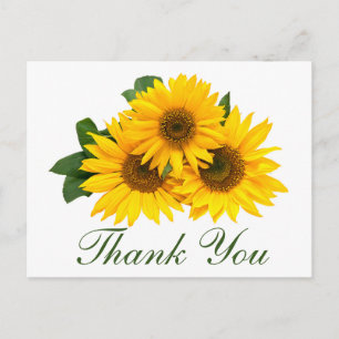 Carte Postale Merci floral Mariage de fleurs de tournesol jaune