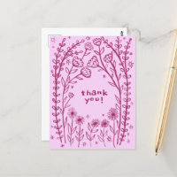 MERCI Floral Whimsical Sketch Doodle 