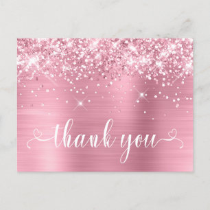 Carte Postale Merci Glittery Rose pour les 16 ans Cœurs