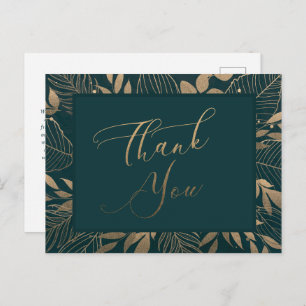 Carte postale Merci Gold Foliage Border