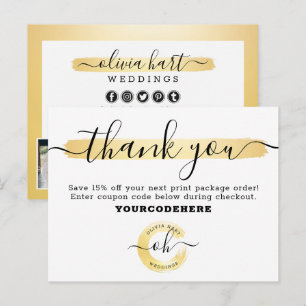 Carte Postale Merci Gold Minimaliste Styliste Marketing Photo