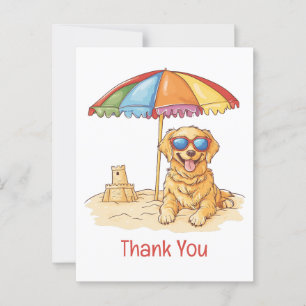 Carte Postale Merci Golden Retriever Beach Dog
