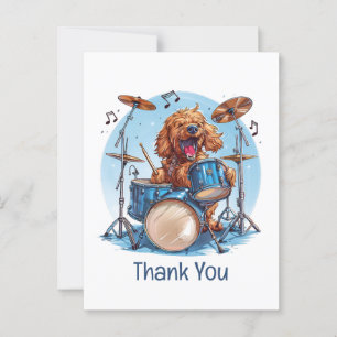 Carte Postale Merci Goldendoodle Chien Jouant de la Batterie