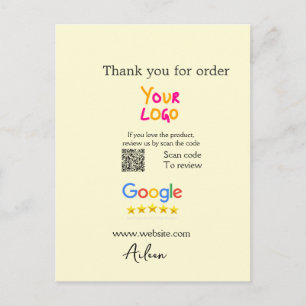Carte Postale Merci Google avis scan QR entreprise
