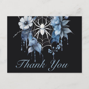 Carte Postale Merci gothique Dusty bleu Floral Spiderweb