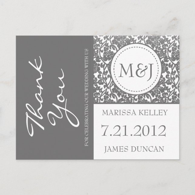 Carte Postale Merci gothique gris (Devant)