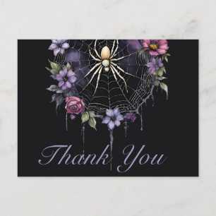 Carte Postale Merci gothique violet Floral Spiderweb