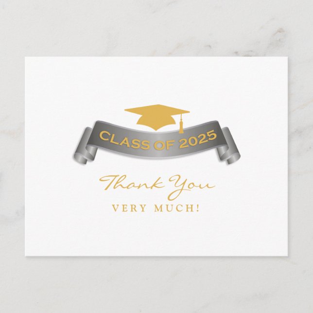 Carte Postale Merci Graduation Class of 2025 Postcard (Devant)