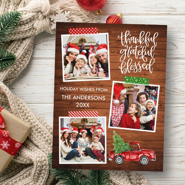 Carte Postale Merci Grateful Blessed Bois Camion Tape Vacances (Customize to change your personalized text size or text style.)