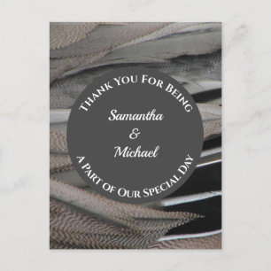 Carte Postale Merci Gray Feather Merci Invité de Mariage
