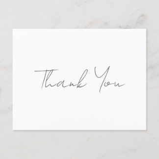 Carte Postale Merci Gris Classique Chic Écriture Manuscrite Blan