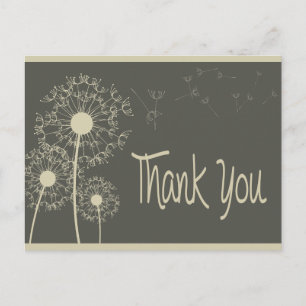 Carte postale Merci gris Dandelion Floral Grey