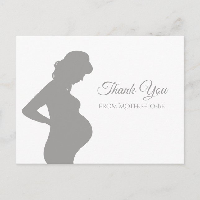 Carte Postale Merci gris moderne femme enceinte Bump bébé (Devant)