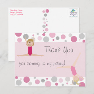 Carte Postale Merci Gymnastique de fête en rose et gris