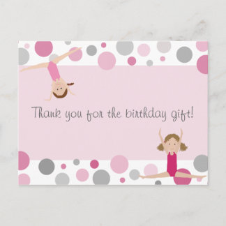 Carte Postale Merci Gymnastique de fête en rose et gris
