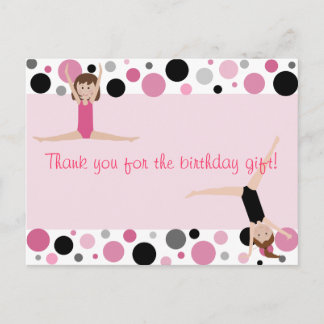 Carte Postale Merci Gymnastique en rose, gris et noir