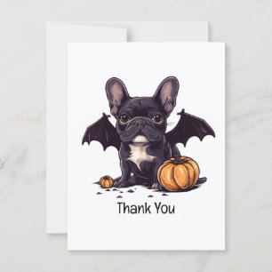 Carte Postale Merci Halloween Bouledogue Français Chauve-Souris 