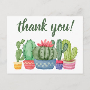 Carte Postale Merci hipster cactus aquarelle illustration