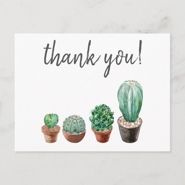Carte Postale Merci hipster cactus aquarelle imprimé (Devant)