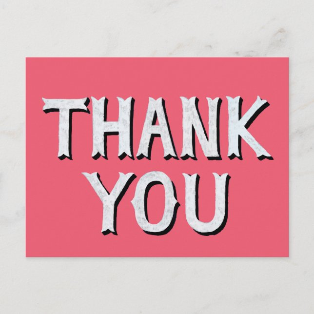 Carte Postale Merci hipster typographie rose blanc et noir (Devant)