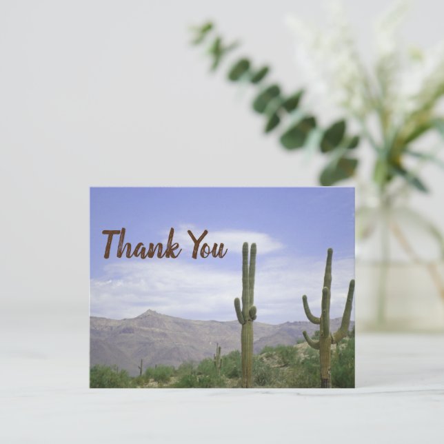 Carte Postale Merci House Guest Desert Photo Saguaro Cactus (Debout devant)