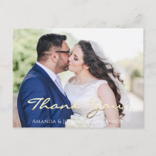 Carte Postale Merci In Love Mariage Photo Gold Script Rose