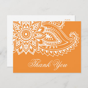Carte Postale Merci indien orange Paisley