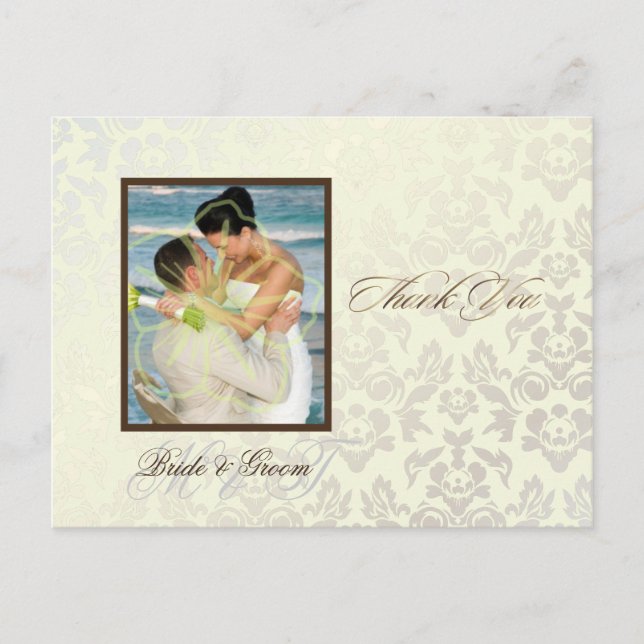 Carte postale Merci ivoire Damask (Devant)