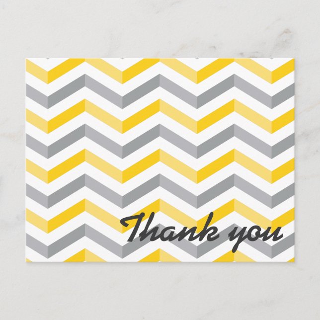 Carte Postale Merci jaune et gris Chevron (Devant)