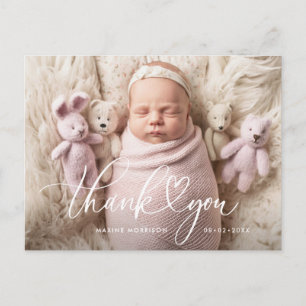 Carte Postale MERCI   jolie annonce de naissance avec lettrage