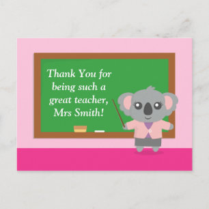 Carte Postale Merci, Koala, Remerciements aux Enseignants