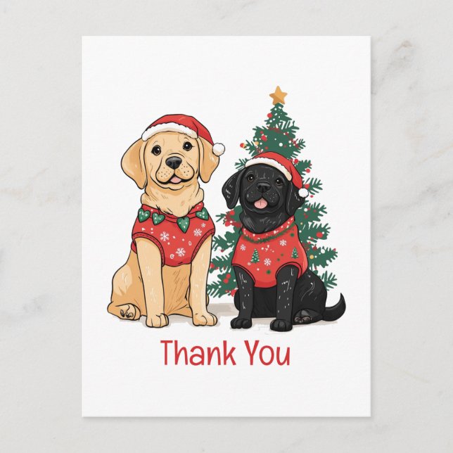 Carte Postale Merci Labrador Retriever de Noël Chiens (Devant)