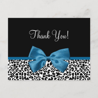Carte Postale Merci Leopard moderne Mykonos Bleu Ruban