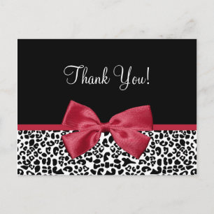 Carte Postale Merci Leopard moderne Samba Red Ribbon
