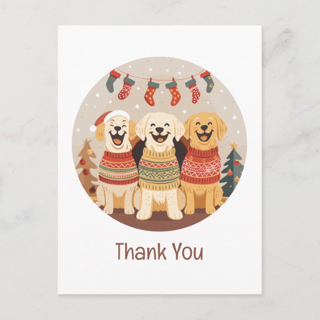 Carte Postale Merci les chiens Labrador Retriever de Noël (Devant)