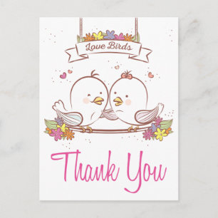 Carte Postale Merci les inséparables Rose et Marron Amour de Mar
