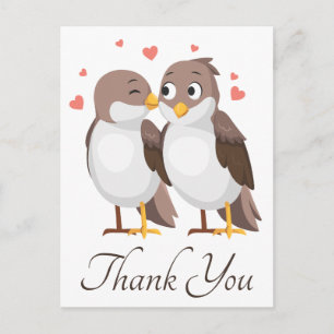 Carte Postale Merci Lovebirds Mariage Marron Et Blanc Oiseaux