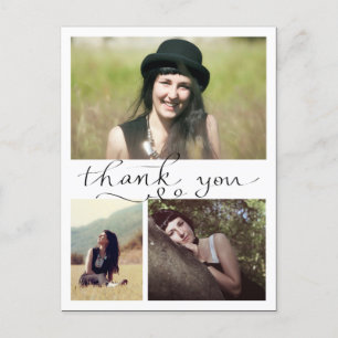 Carte Postale Merci manuscrit Trois Photos de Graduation