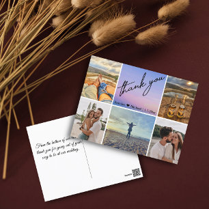 Carte Postale merci mariage 6 photos collage vacances