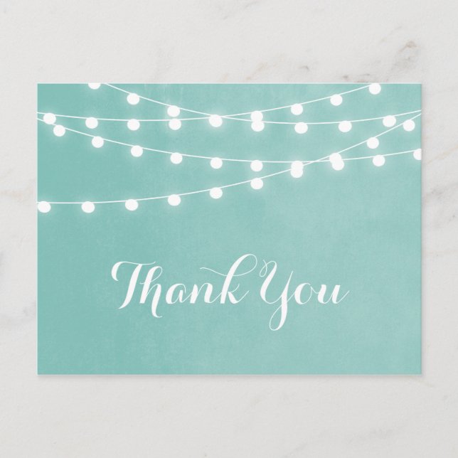 Carte Postale Merci Mariage Aqua String Lights (Devant)