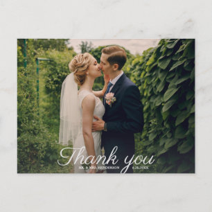Carte Postale Merci mariage avec photo Rose Vintage Floral