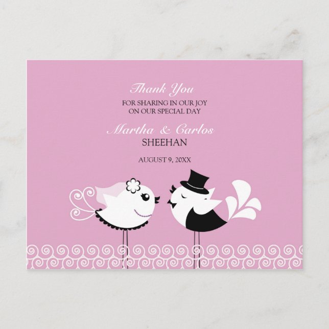Carte postale Merci Mariage Birds (Devant)