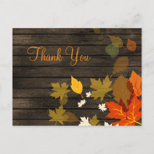 Carte Postale Merci Mariage de automne rustique en bois de grang