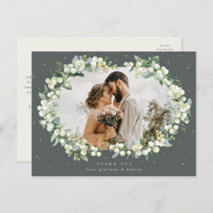 Carte Postale Merci Mariage de la canneberge verte+Eucalyptus Ph